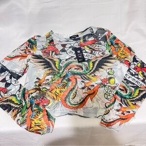 Ed Hardy Women's Dragon Print Top - Multicolor